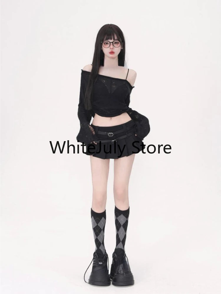 2 Piece Dress Set Women Casual Knitted Sweater + Mini Skirts Casual Knit Set Crop Tops Office Lady