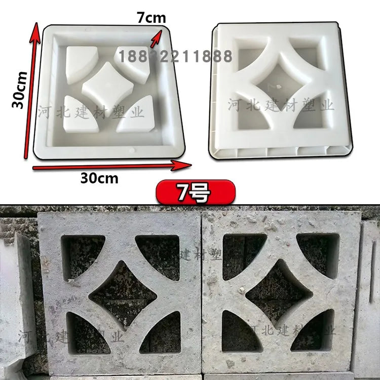 Cement Antique Brick Mold Square Garden Wall Making Brick Mould 3D Carving Anti-Slip Concrete Plastic Paving Molds