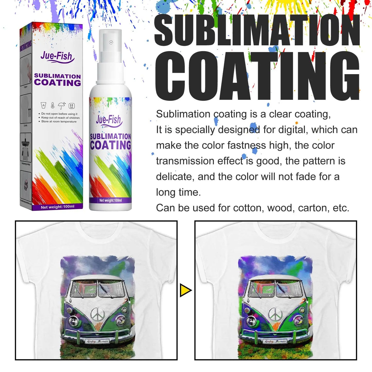 100ml Quick Dry Sublimation Coating Fixed Spray Sublimation Products For Cotton Fabric T-Shirt Carton Canvas Polyester U4C8