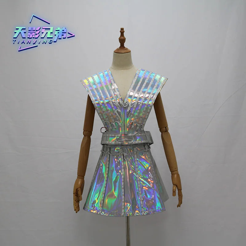 LED luminous JK women's dress, bra and shorts, JK shoulder armor set, ballroom clothing, JK combination, fashion