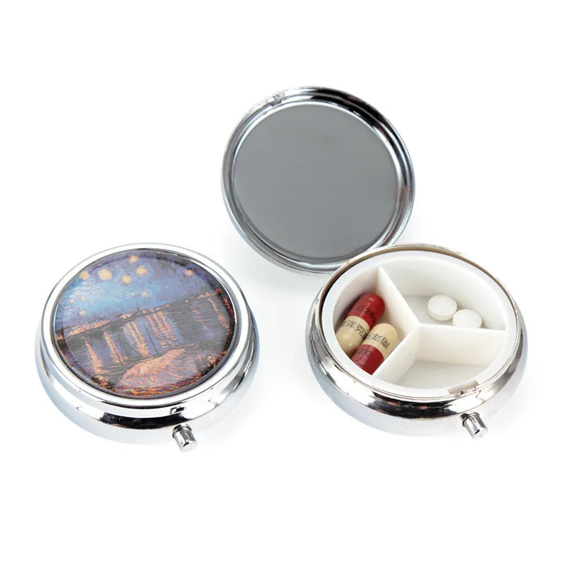 1000pcs Metal Pill Box Organizer Medicine Organizer Container Case Round Jewellery Storage Pocket Portable