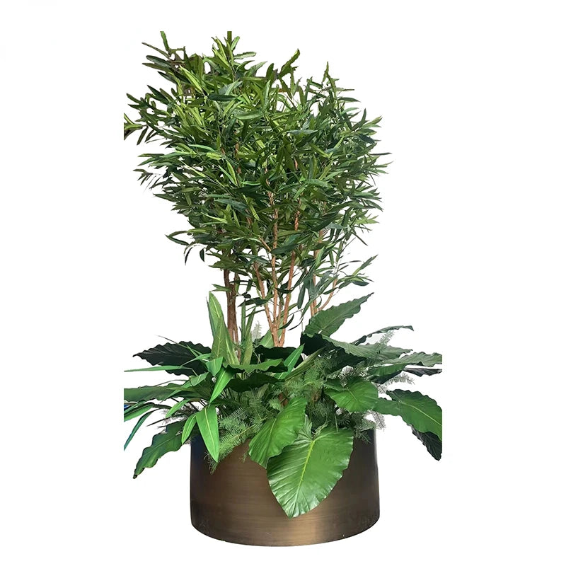 Wholesale High Quality Potted Plants High-End 100cm Diameter Metal Pot Decorative Artificial Tree