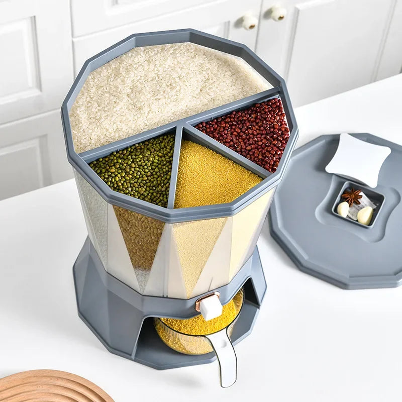 Rotating Cereal Containers Automatic Grain Storage Bin Food Grain Storage Container Grains Dispenser Rice Storage Box Bucket