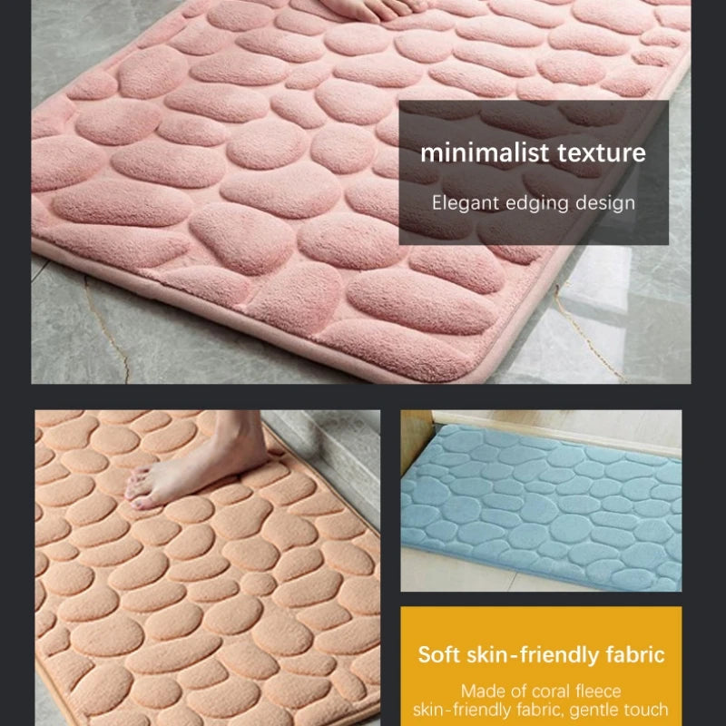 Non Slip Mat Super Absorbent Bath Mat Cobblestone Embossed Mat In Bathtub Floor Rug Shower Room Doormat Memory Foam Mat 60x40cm