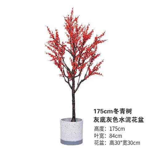 Simulation Persimmon Holly Fake Tree Fake Flower Potted Green Plant Indoor Living Room Window Decorative Ornament