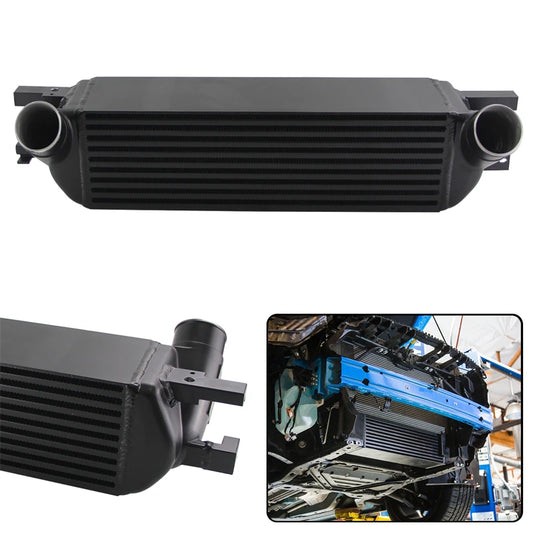 Intercooler Performance Front Upgrade Fits for Ford Mustang 2.3L EcoBoost 2015-2020 Black/Silver Bar&Plate