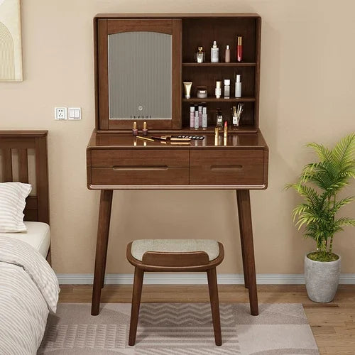 Desings Wood Dressing Table Drawers Storage Mirror Side Dressing Table Chair Luxury Coiffeuse De Chambre Bedroom Furniture