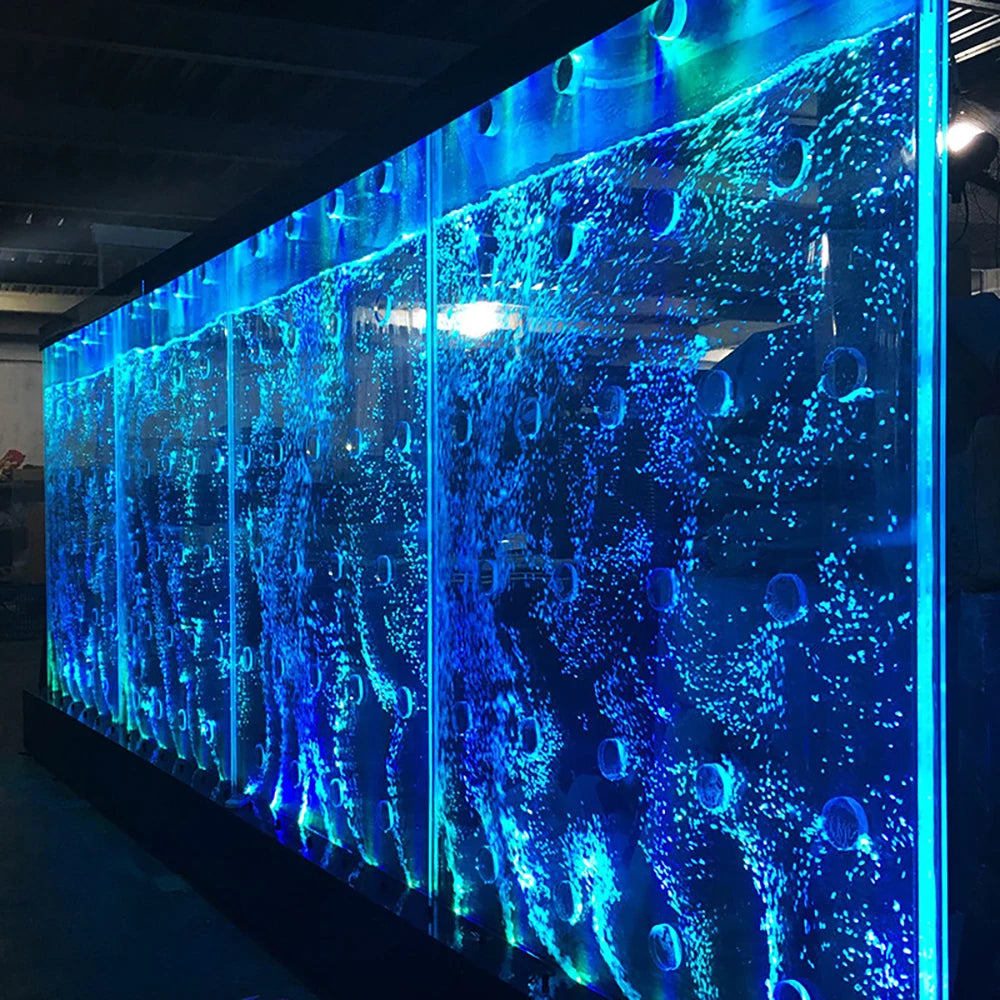 Customized Waterfalls Wall Acrylic Technics Outdoor Bubble Wall Water Panel With Led Light