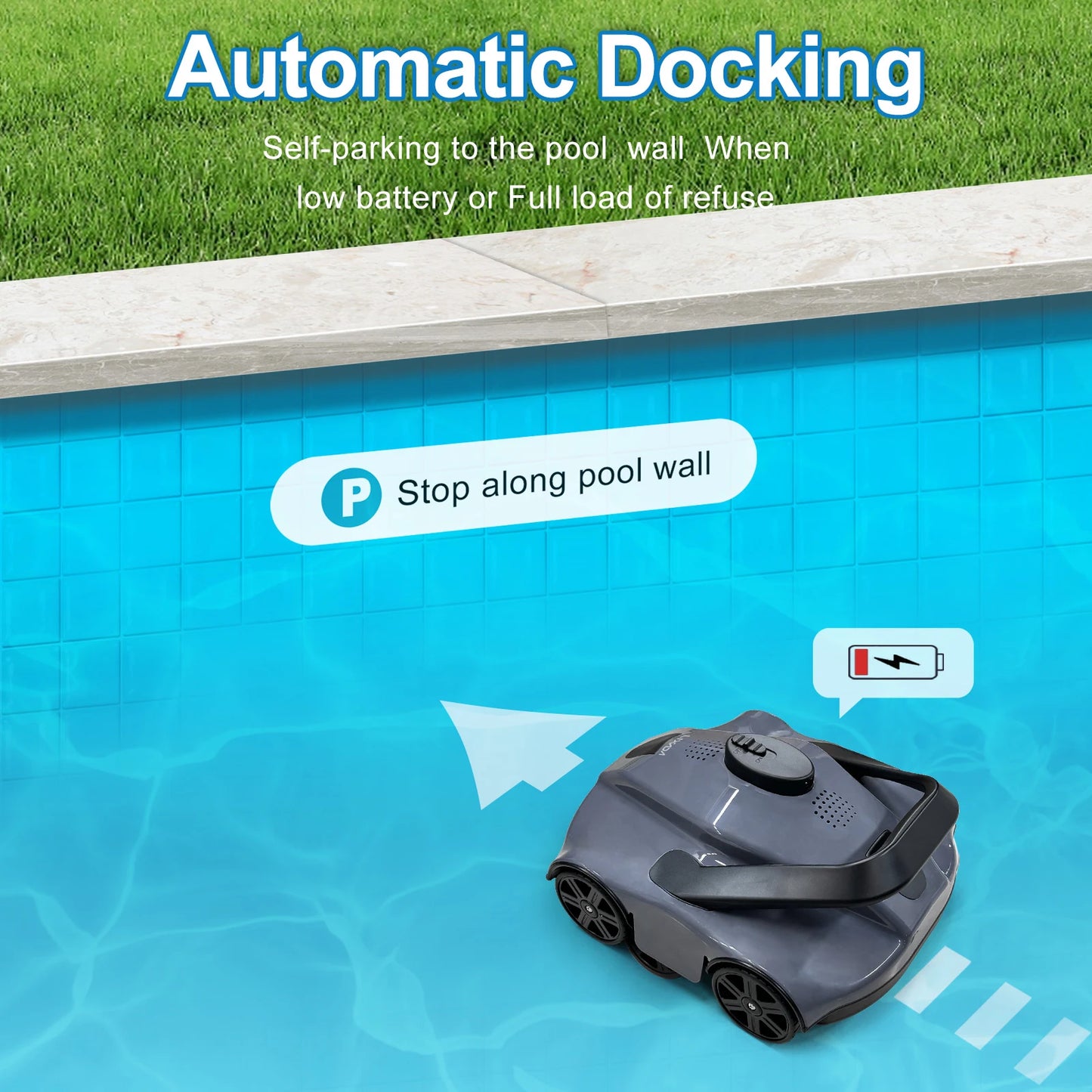 Robot Swimming Pool Cleaner Vacuum Cordless Lithium Ion Battery 5200mAh Automatic Home Appliance for In Ground Flat Pools