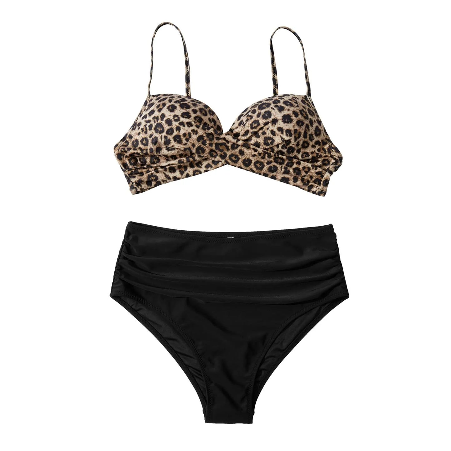 Swimsuit Women High Waisted Bikini 2024 Criss Cross Bikini Set Leopard Print Beachwear Bathing Suit Push Up Swimwear