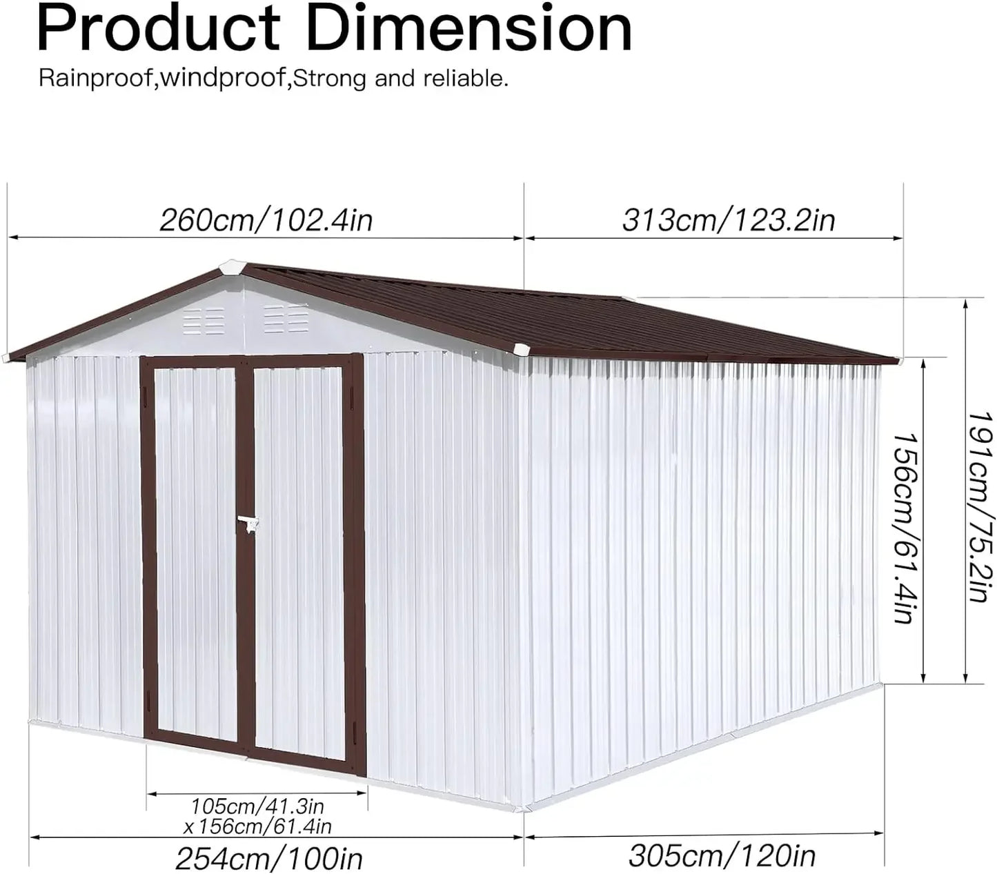 Metal Sheds Outdoor Storage for Backyard Garden Patio Lawn 10FT X 8 FT Metal Outdoor Storage Shed Prefab House Shelter Buildings