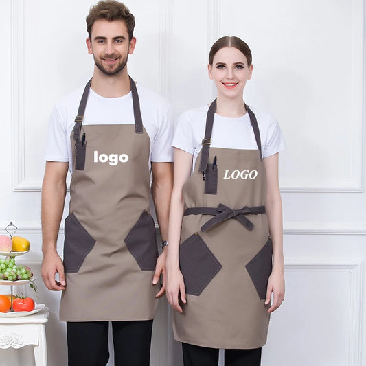 Professional Business Server Apron for Kitchen Cleaning Cooking Protective Cover Clothes Women and Men Hospitality Uniform Logo