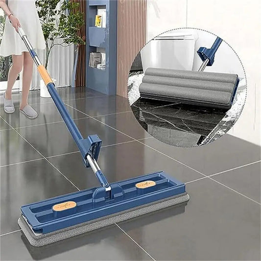 Stainless Steel Large Flat Mop Without Hand Washing Fine Fiber Cleaning Floors Tiles Tools Wet and Dry Use