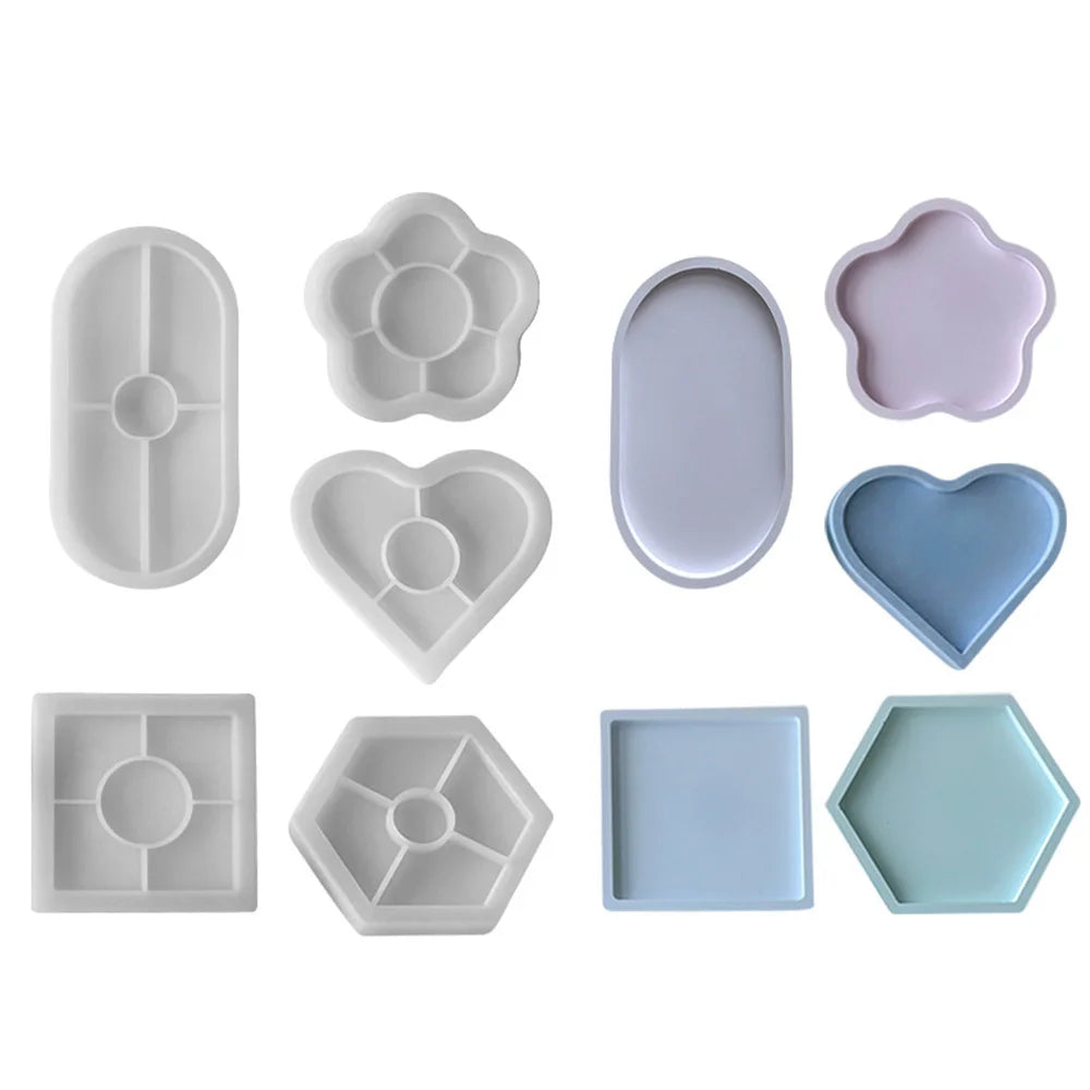 Geometry Tray Cement Silicone Molds DIY Flower Pot Concrete Plaster Mould Ashtray Coaster Crystal Mould Gypsum Mold Home Decor