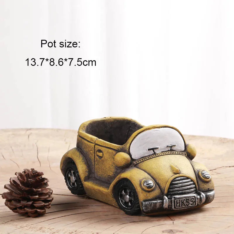 Car Flowerpot Silicone molds Car bus Design Garden plant potted Concrete Pot Mold Homemade Cement flowerpot mold tools