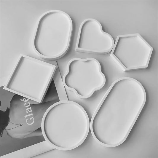 Geometry Tray Cement Silicone Molds DIY Flower Pot Concrete Plaster Mould Ashtray Coaster Crystal Mould Gypsum Mold Home Decor