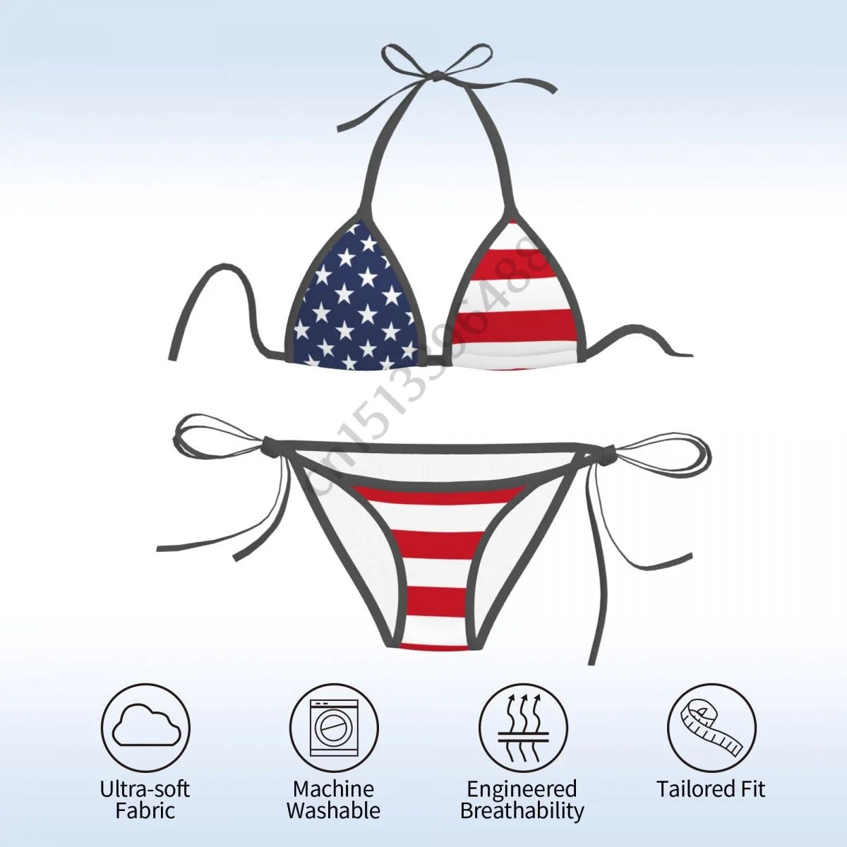 United States USA Flag 3D Printed Bikini Mujer Swimwear Women Swimsuit Swimwear Micro Bikini Set Summer Beachwear Bathing suit