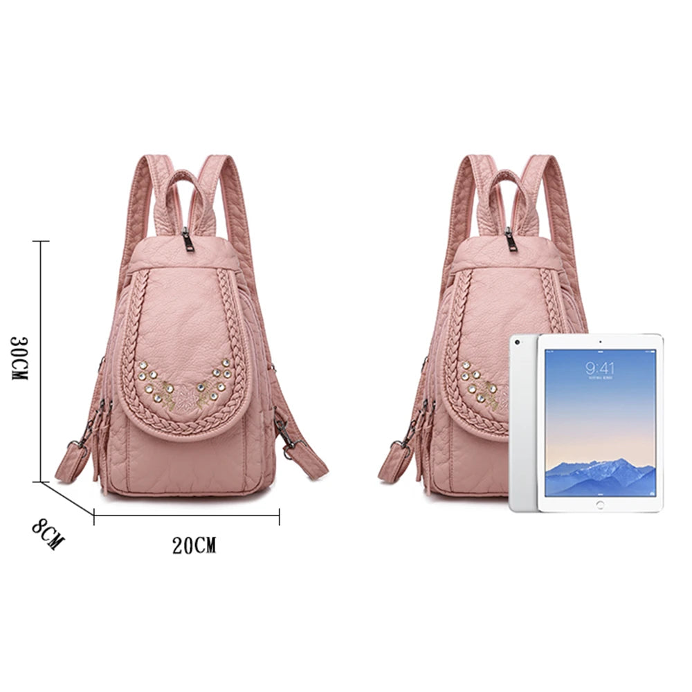 Summer Style Back Pack Ladies Leather Backpack 3 In 1 Women Bagpack Small Travel Backpack for Teenage Girls Sac A Dos Mochila