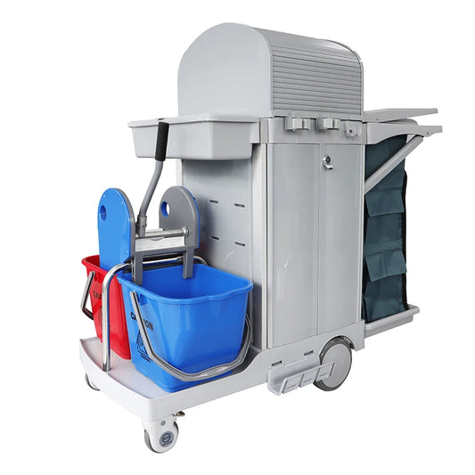 Wholesale Restaurant Service Multifunction Hotel Plastic Housekeeping Serving Folding Cleaning Trolley Janitorial Cart