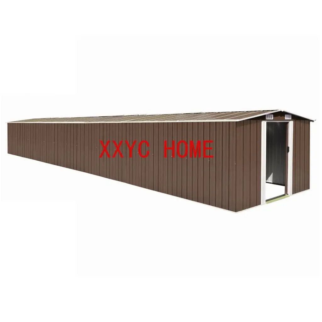 101.2"x389.8"x71.3" Garden Shed Brown Galvanized steel sturdy and durable For outdoor backyard