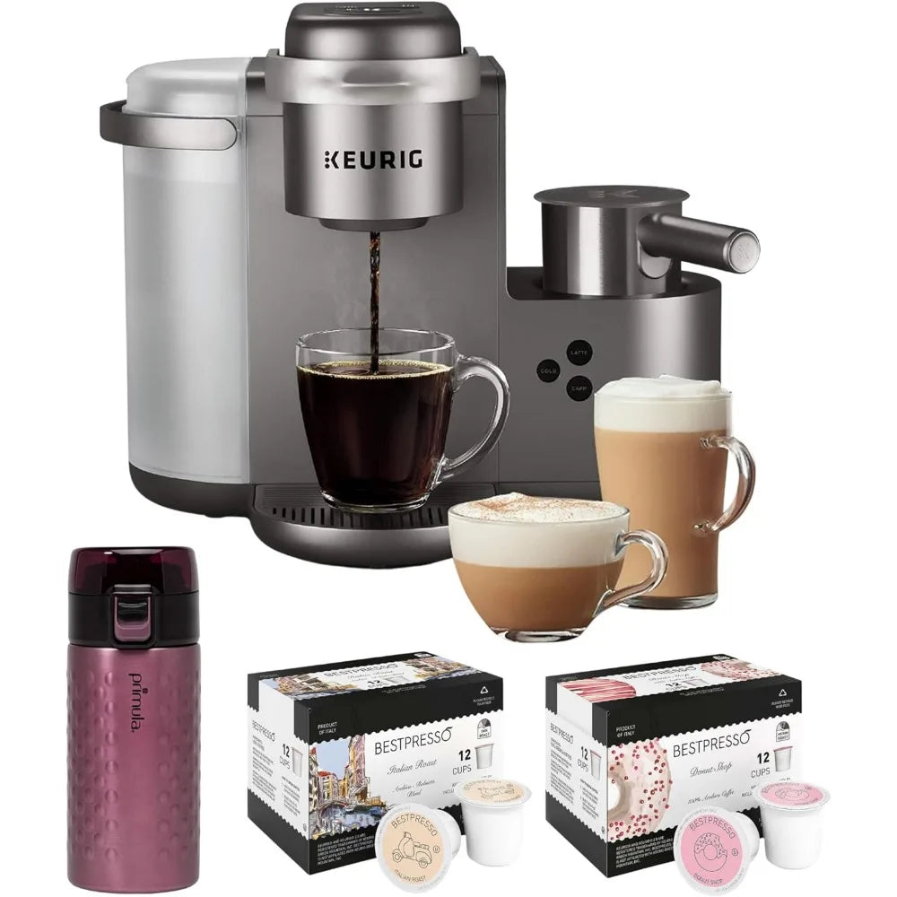 Keurig K-Cafe Special Edition Coffee Maker with Latte and Cappuccino Functionality (Nickel) Bundle (4 Items)