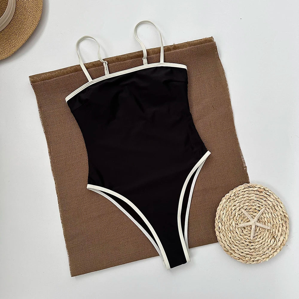 One Piece Swimsuit 2024 New Vintage Retro Swimwear Women Swimsuit Bandeau Bathing Suit Beachwear Monokini Female Swimming Suits