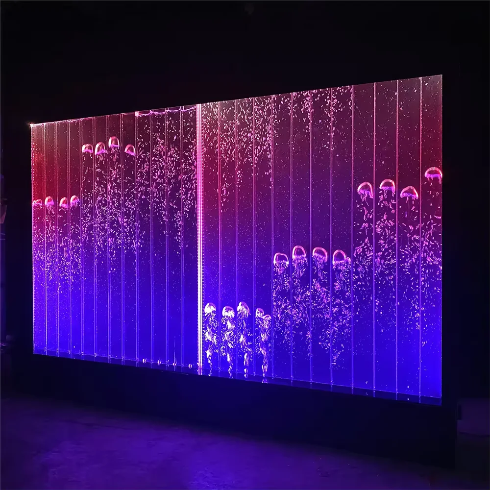 Customized Waterfalls Wall Acrylic Technics Outdoor Bubble Wall Water Panel With Led Light