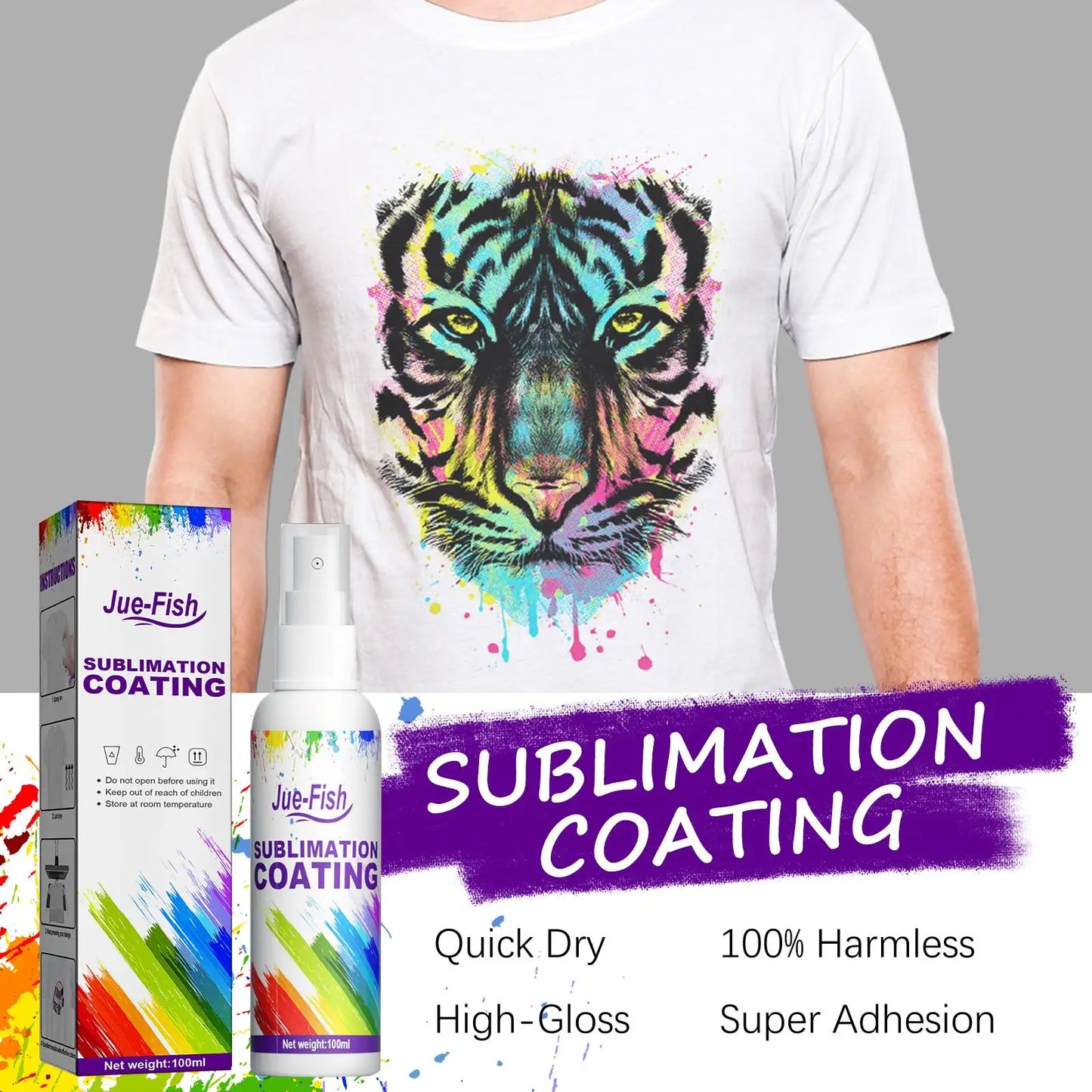 100ml Quick Dry Sublimation Coating Fixed Spray Sublimation Products For Cotton Fabric T-Shirt Carton Canvas Polyester R1C1