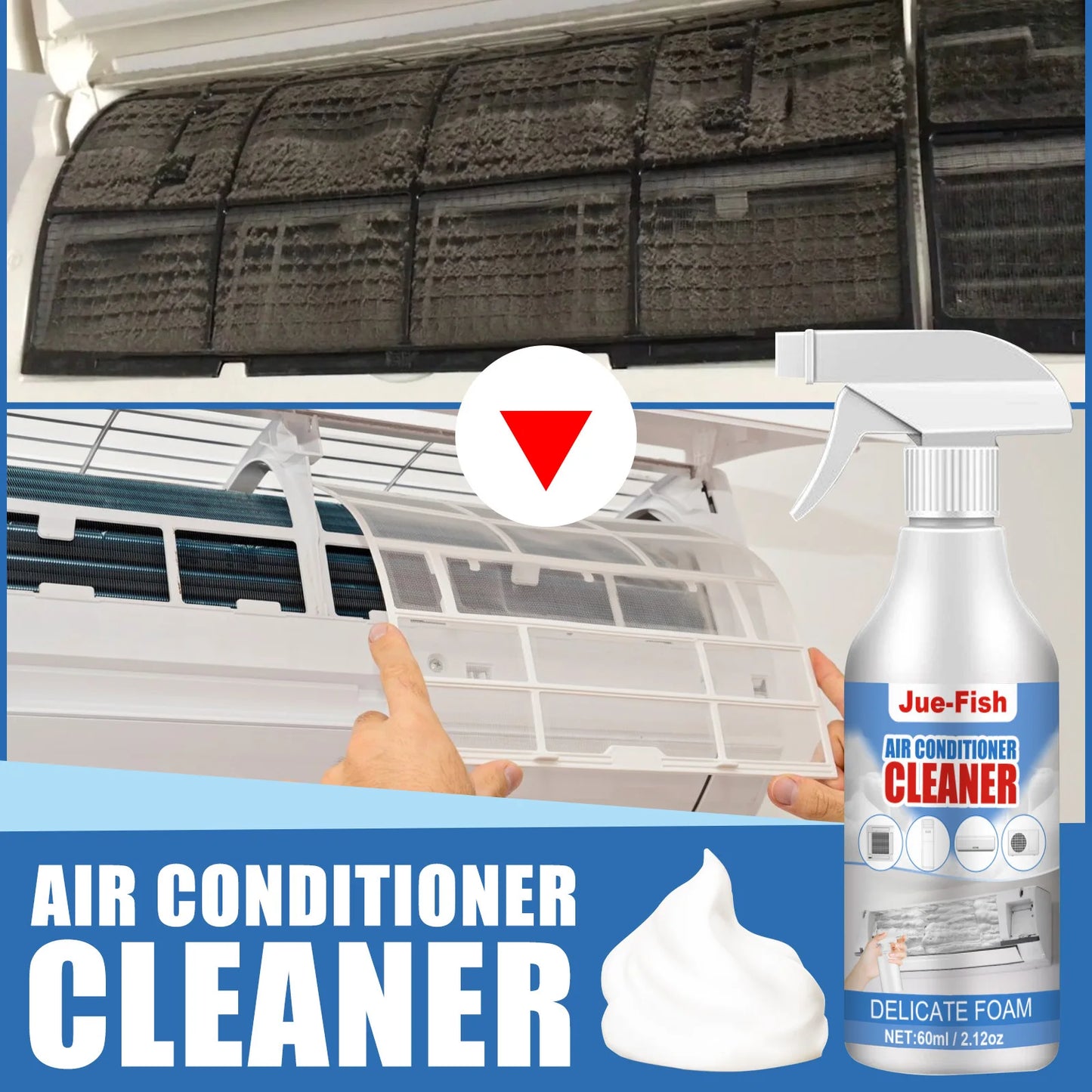 Air Conditioner Cleaner Coil Dirt Clean Washing Foam Spray Deodorizer Radiators Fan Cleaner Home Air Conditioner Cleaning Agent