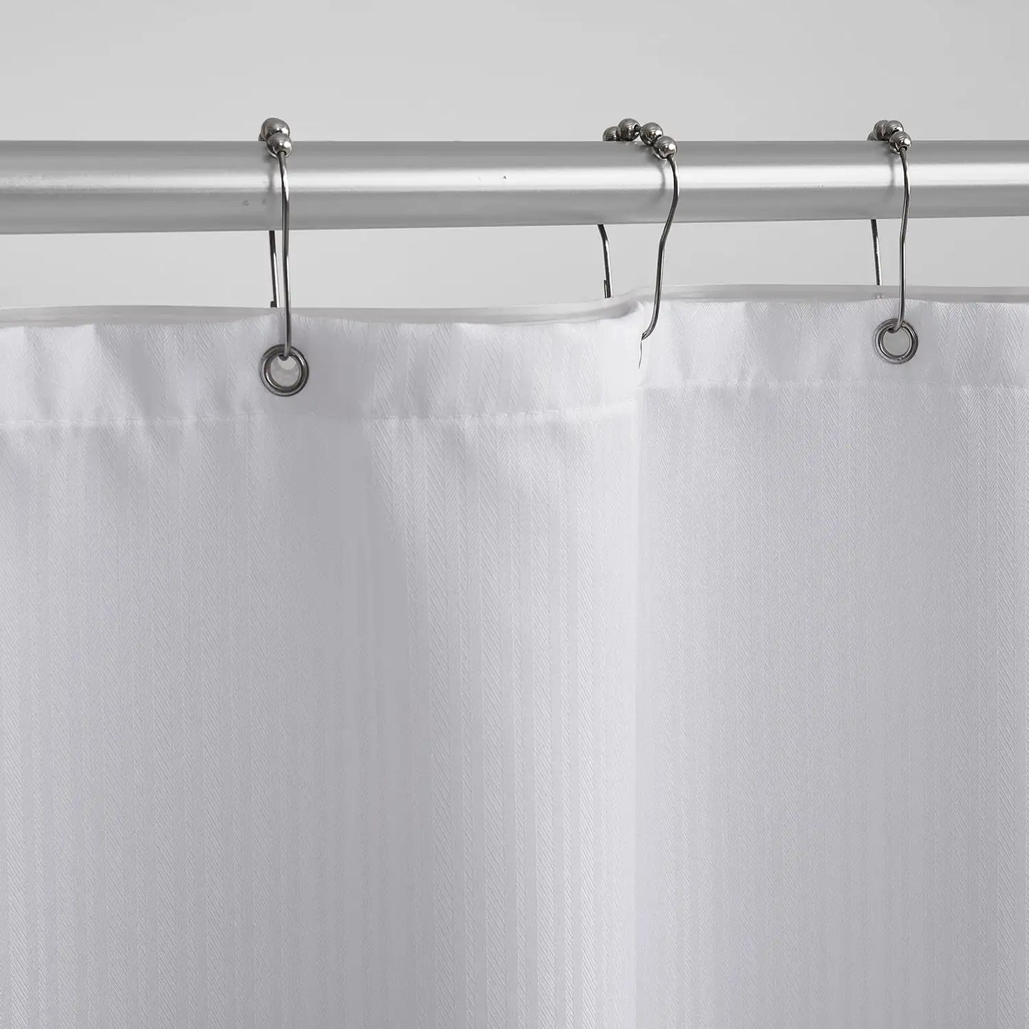 Clorox 100% Polyester Shower Curtain Set with Waterproof PEVA Liner and 12 Metal Hooks (White)