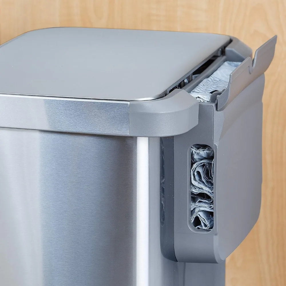 Stainless Steel Step Trash Can with Clorox Odor Protection | Large Metal Kitchen Garbage Bin with Soft Close Lid, Foot Pedal