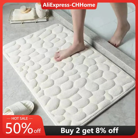 Non Slip Mat Super Absorbent Bath Mat Cobblestone Embossed Mat In Bathtub Floor Rug Shower Room Doormat Memory Foam Mat 60x40cm