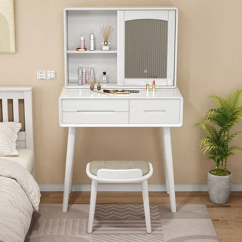 Desings Wood Dressing Table Drawers Storage Mirror Side Dressing Table Chair Luxury Coiffeuse De Chambre Bedroom Furniture