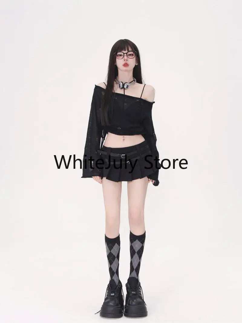 2 Piece Dress Set Women Casual Knitted Sweater + Mini Skirts Casual Knit Set Crop Tops Office Lady