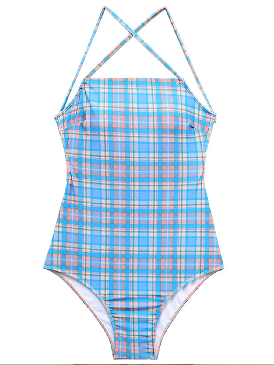 Korean Version Lattice Drawstring Swimsuit One Piece Swimwear 2023 Women Bathing Swimming Backless Bodysuit Summer Beachwear