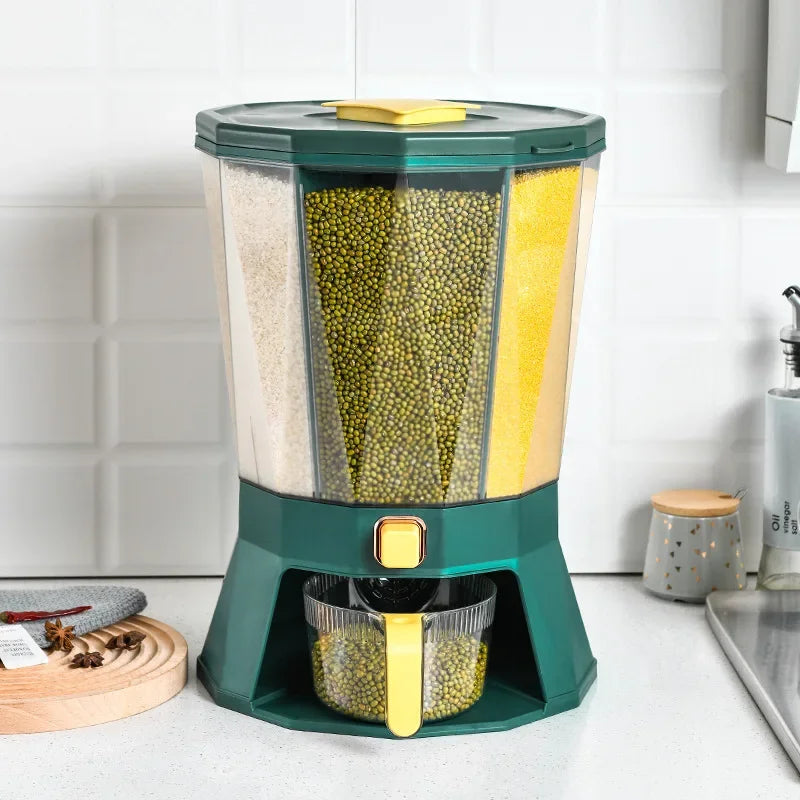 Rotating Cereal Containers Automatic Grain Storage Bin Food Grain Storage Container Grains Dispenser Rice Storage Box Bucket