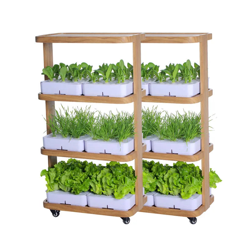 120W ful spectrum smart vertical indoor hydroponic growing system with 3 layer 72 planting pots