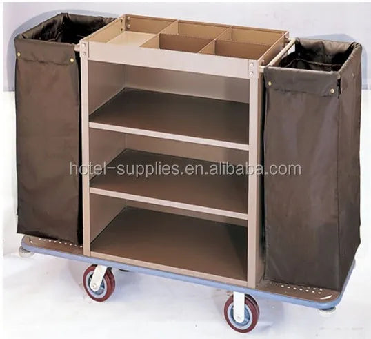 housekeeping Laundry Hamper Sorter Hotel Cleaning Linen Trolley Cart Hospital Heavy Duty Rolling Storage Utility Cart