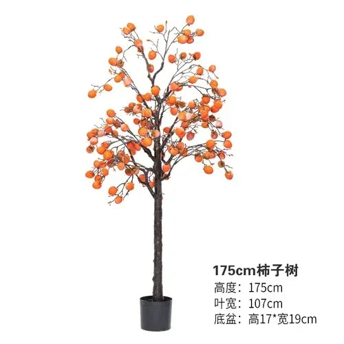 Simulation Persimmon Holly Fake Tree Fake Flower Potted Green Plant Indoor Living Room Window Decorative Ornament