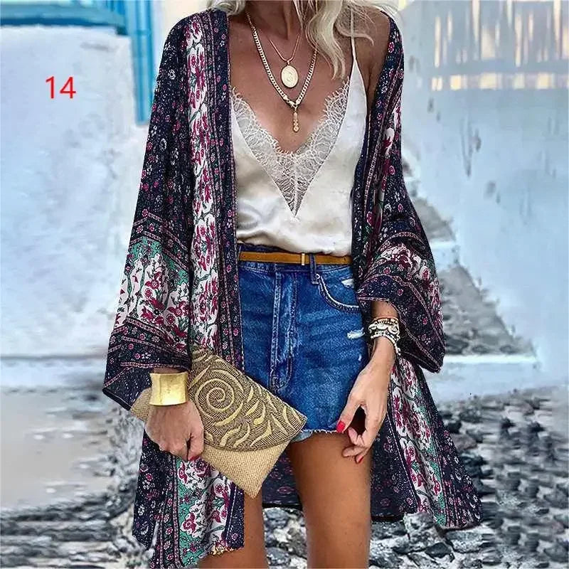 Bikini Cover Up Cardigan Swimsuit Woman Beach Cover Up Swimwear Women Long Sleeved Kimonos Beachwear