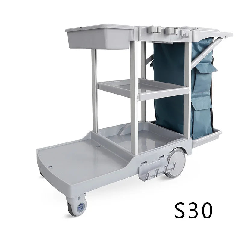 Wholesale Restaurant Service Multifunction Hotel Plastic Housekeeping Serving Folding Cleaning Trolley Janitorial Cart