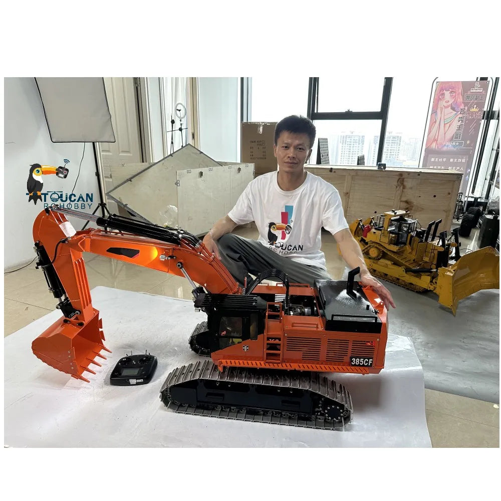 1/8 Metal 385CF Giant Hydraulic RC Excavator Radio Control Diggers Trucks Cars Dual Brushless Motor Rotating Toys for Adults