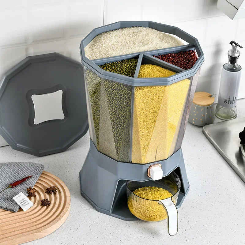 Rotating Cereal Containers Automatic Grain Storage Bin Food Grain Storage Container Grains Dispenser Rice Storage Box Bucket