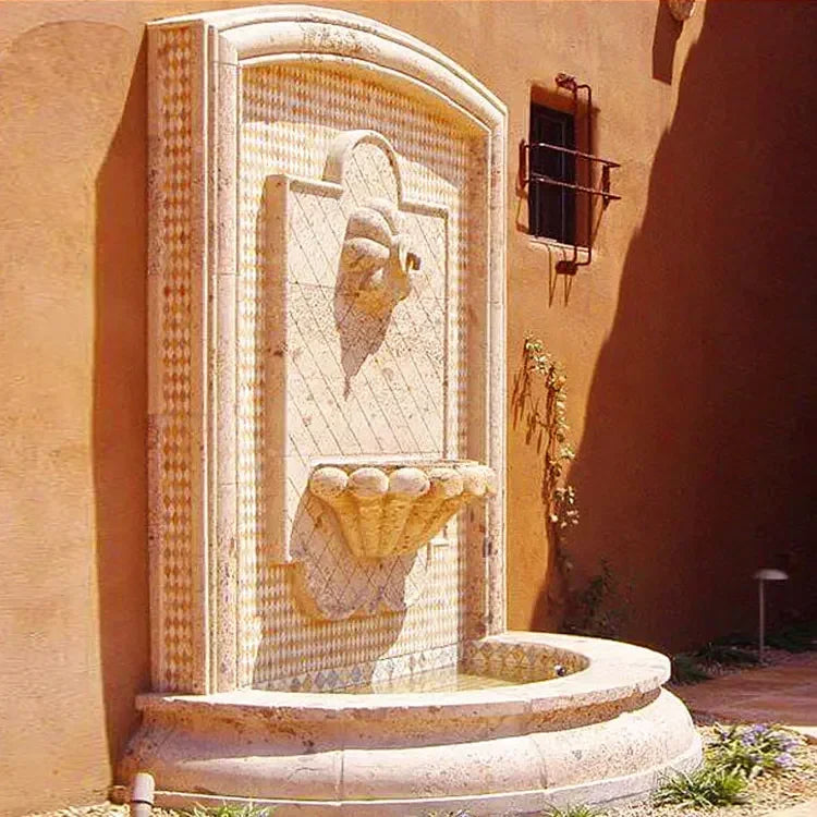 Garden Stone Craft Waterfall Fountain Antique Marble Stone Wall Water Fountain