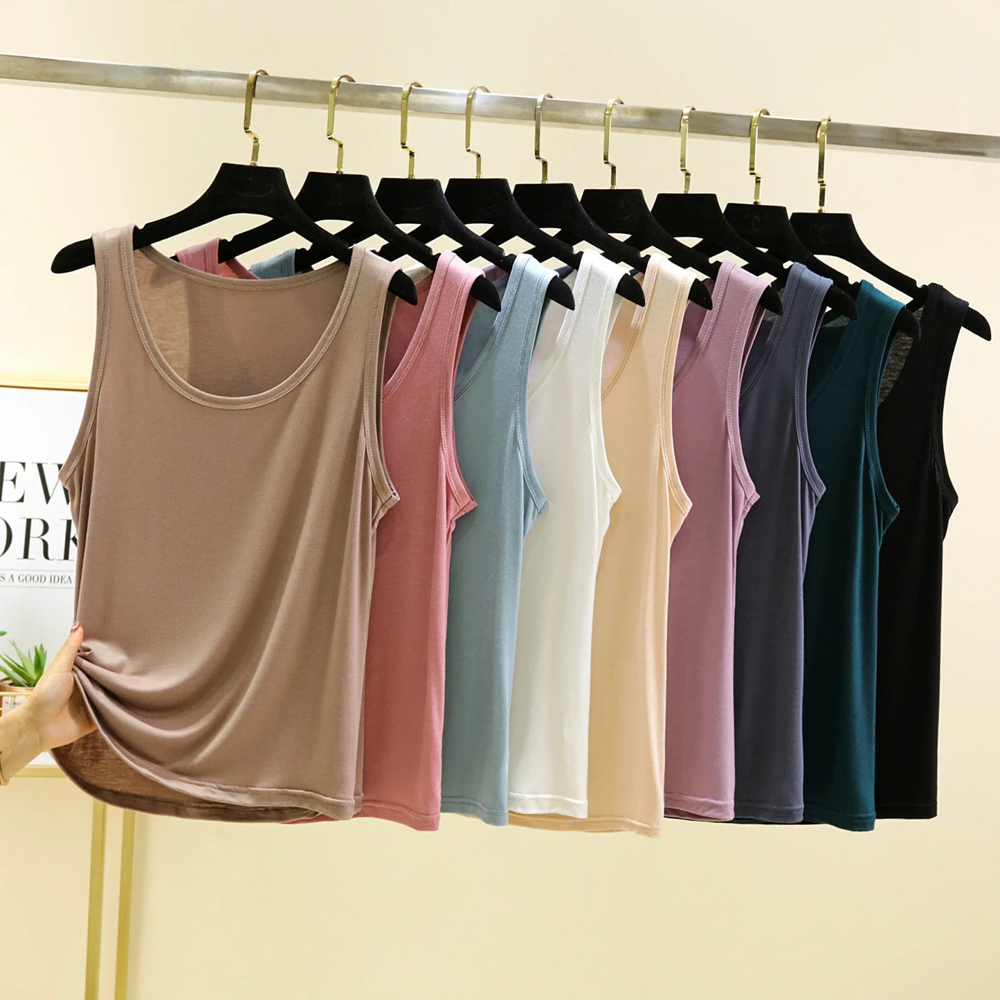 Solid color O-Neck Tank Tops Plus size Summer women's T-shirt Sleeveless basic Camis Tee Top all match