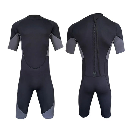 Summer Men Short Sleeved Back Zipper 2/3mm Neoprene Wetsuit One-Piece Diving Suit Surfing Snorkeling Spearfishing Warm Swimsuit