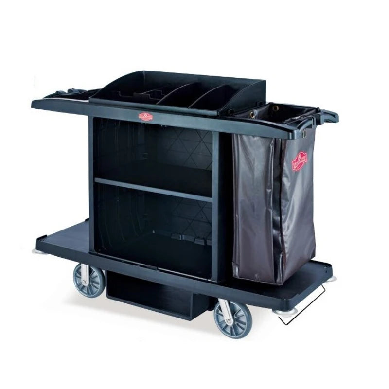 Hot Selling Black Pp Plastic Housekeeping Multiple Service Utility Service Trolley Cart Organizer