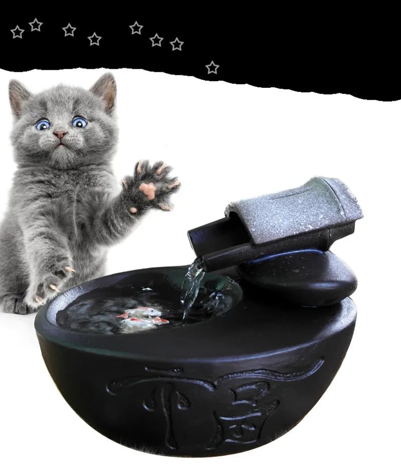 Ceramic Automatic Pet Water Fountain, Cat Feeder, Dogs Drinker, Cats Drinking Bowl, Indoor Decor, Universal, 1.5L