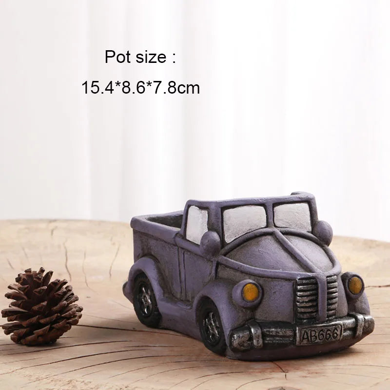 Car Flowerpot Silicone molds Car bus Design Garden plant potted Concrete Pot Mold Homemade Cement flowerpot mold tools