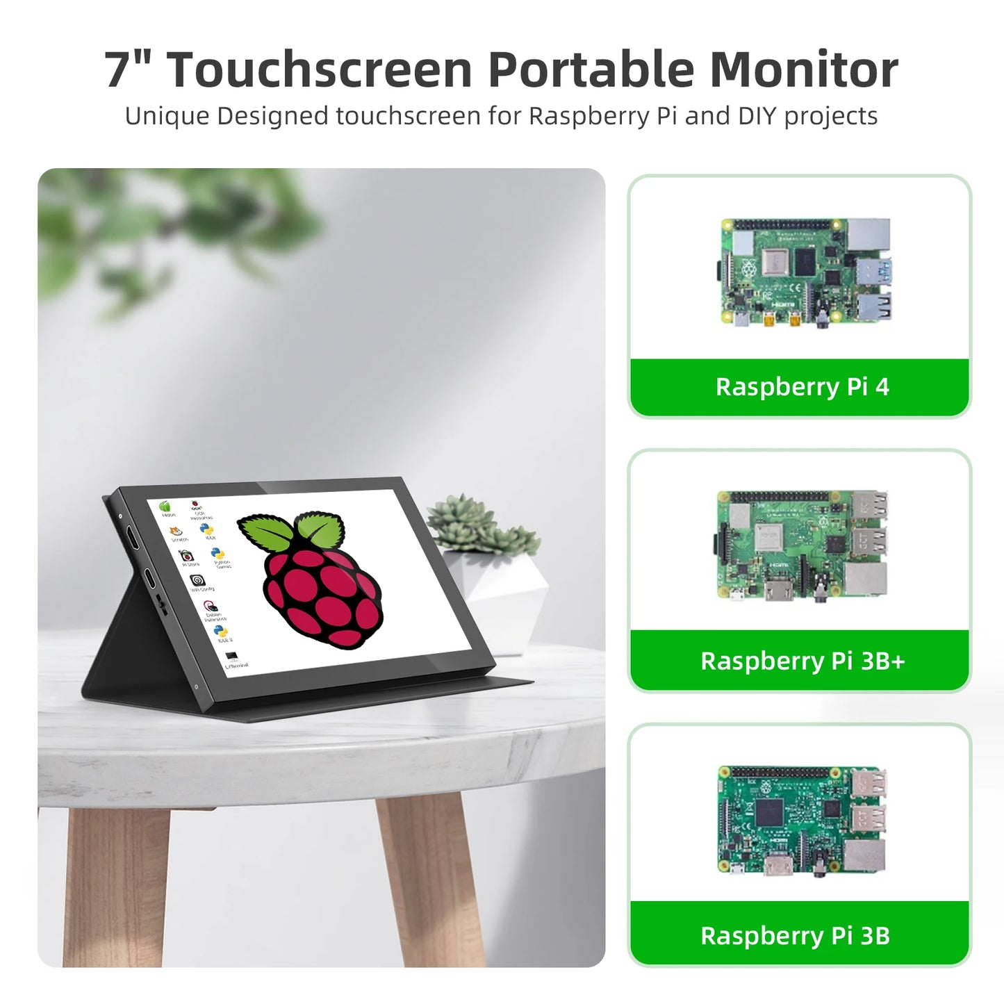 Raspberry Pi Screen 7" 1024x600 IPS Mini Portable HDMI Monitor 5-point Capacitive Touchscreen Display for Banana Pi Win7/8/10/11